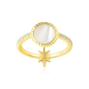 APM Yellow Silver Star Ring with Mother of Pearl